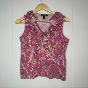 Lauren Ralph Lauren Women Blouse Top Womens Sz S Cottagecore Romantic Dainty Y2K